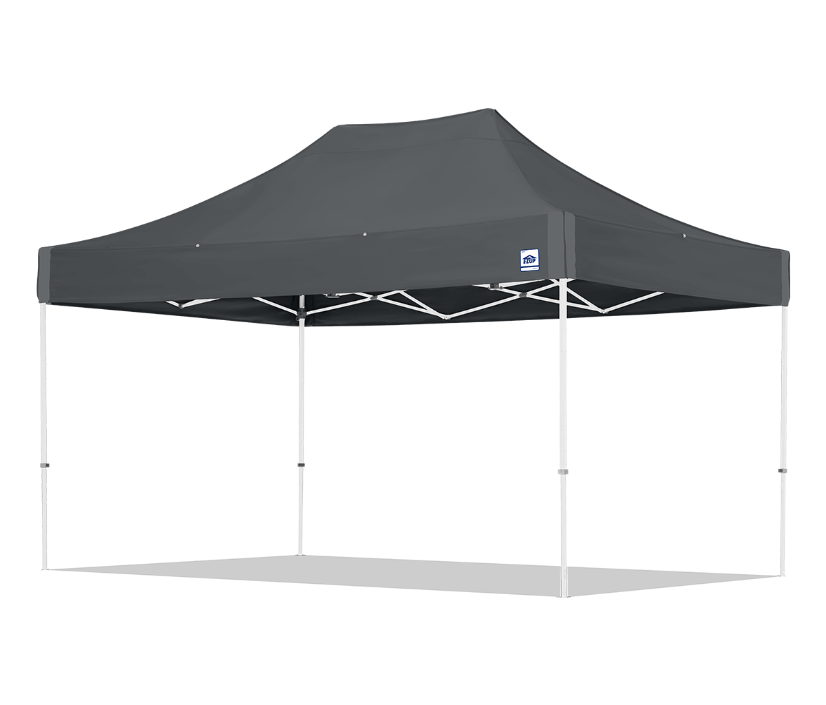 Black pop-up canopy tent with clear side panels on a white background