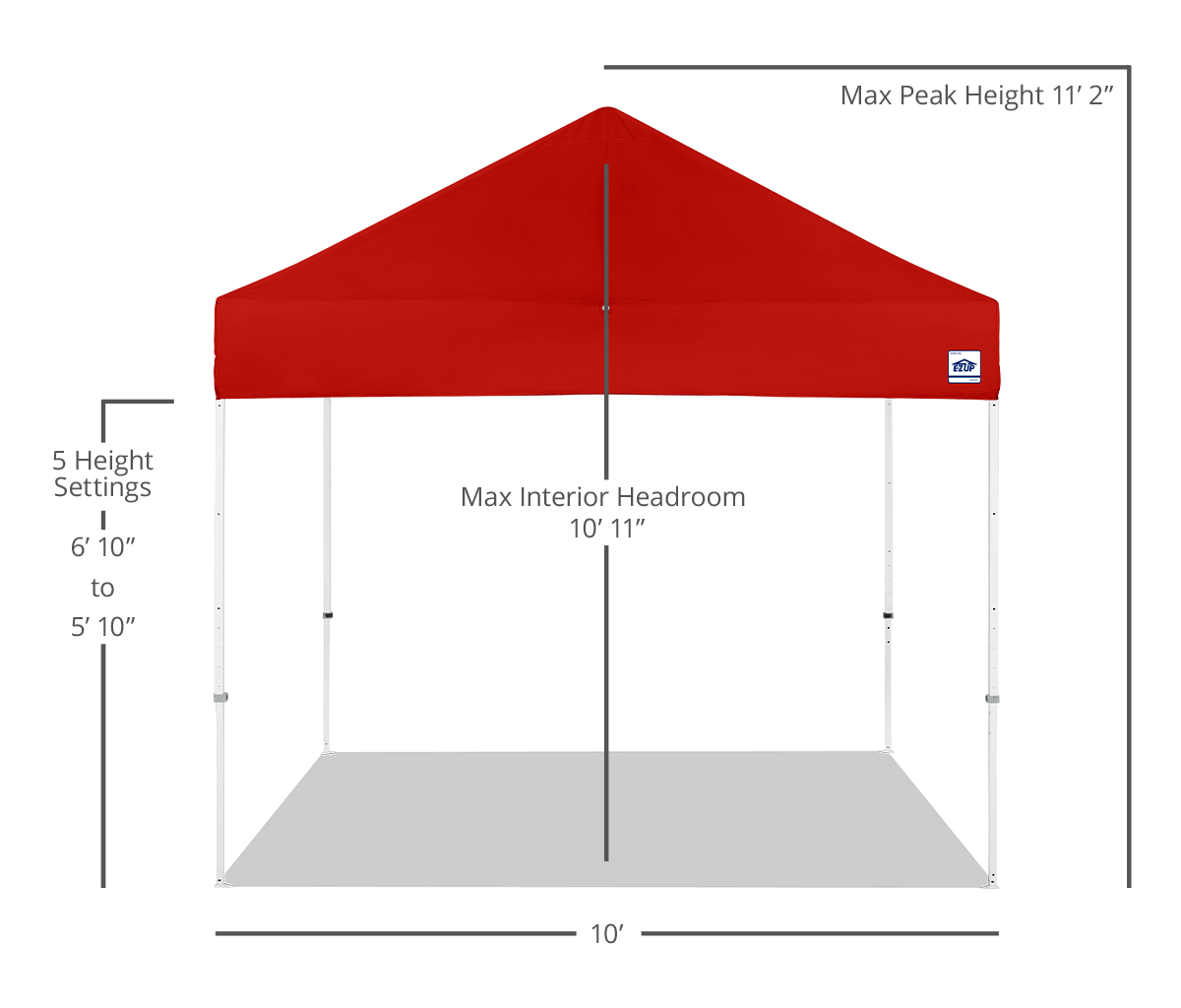 Custom Eclipse® MAX 10x10 heavy-duty canopy with StormRod™ supports