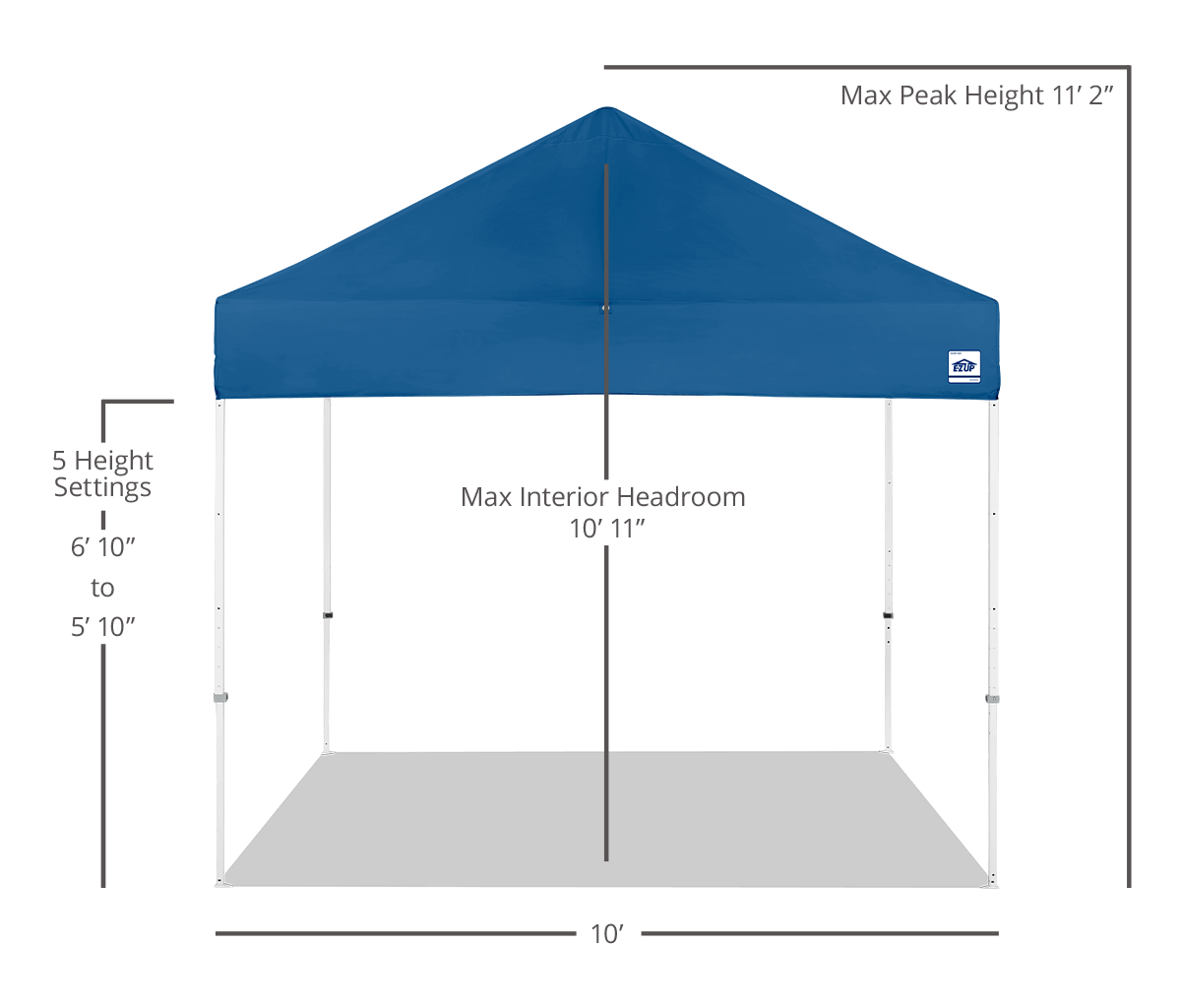 Custom Eclipse® MAX 10x10 heavy-duty canopy with StormRod™ supports