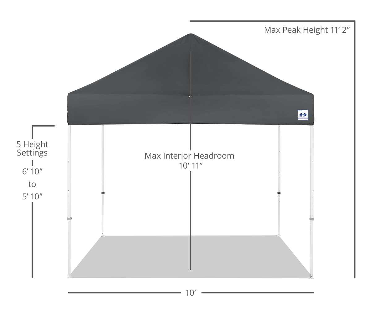 Custom Eclipse® MAX 10x10 heavy-duty canopy with StormRod™ supports