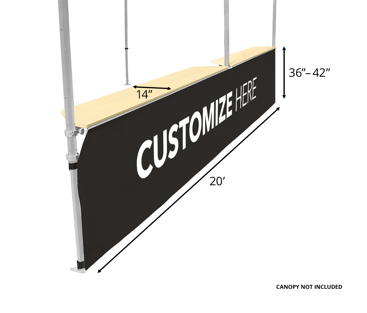 Canopy Counter/Bar Top 42" - Square Leg 20' Black