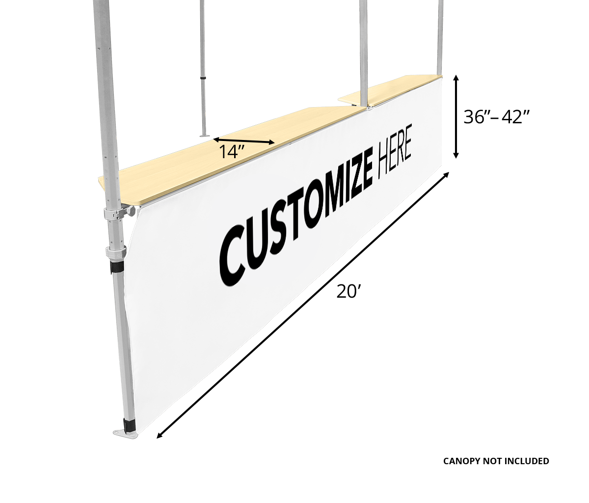Canopy Counter/Bar Top 42" - Square Leg 20' White