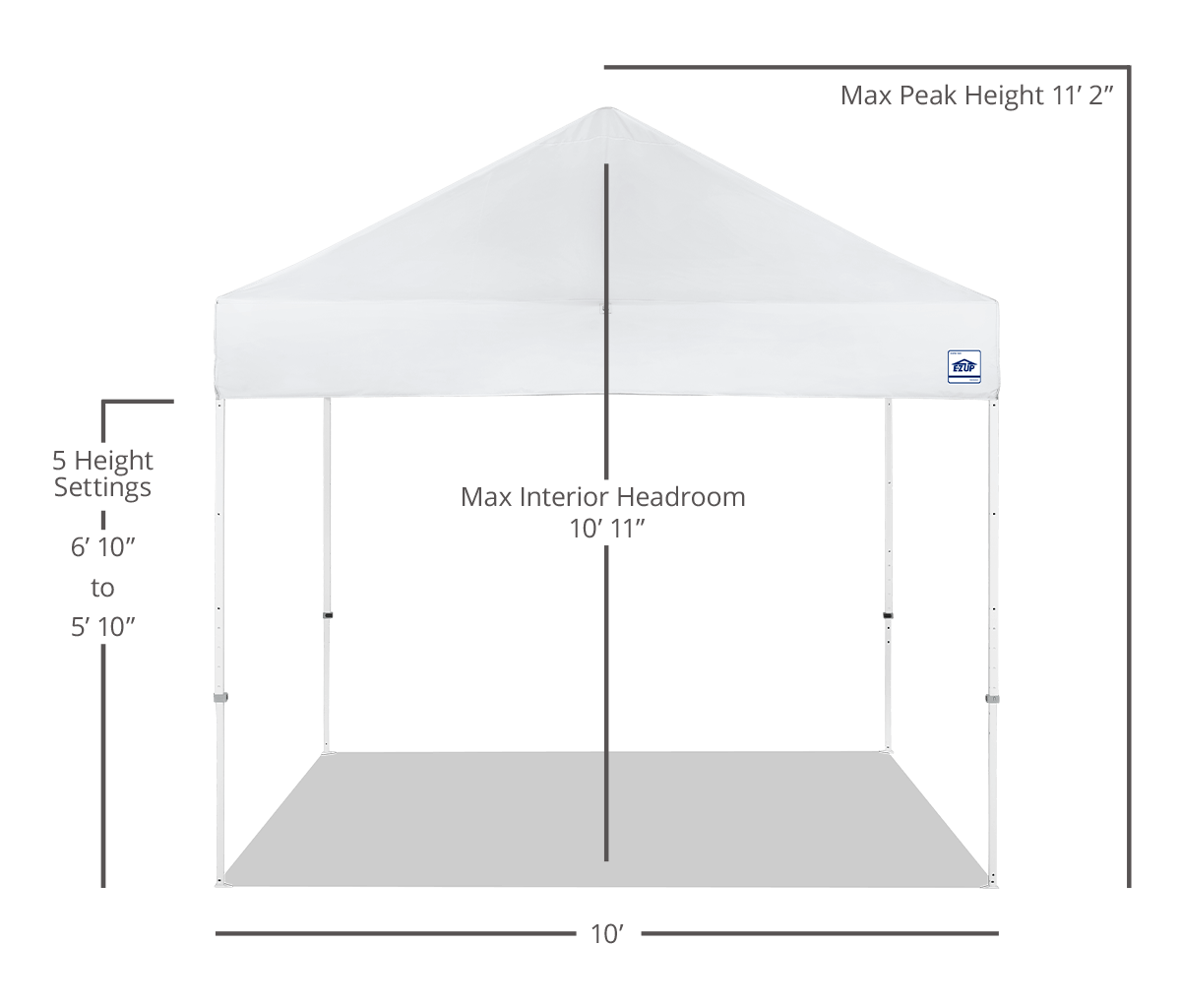 Custom Eclipse® MAX 10x10 heavy-duty canopy with StormRod™ supports