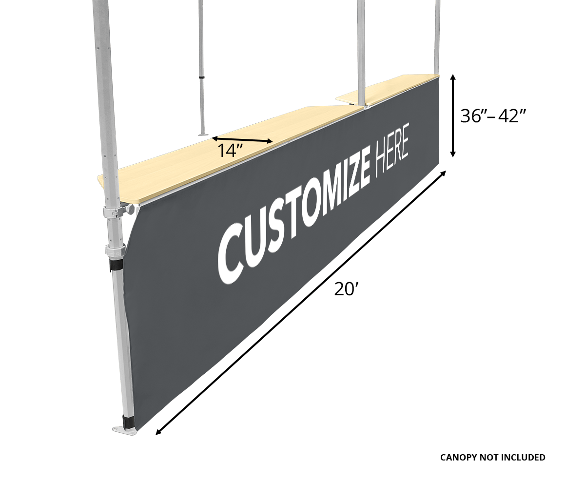 Custom Canopy Counter/Bar Top 20'