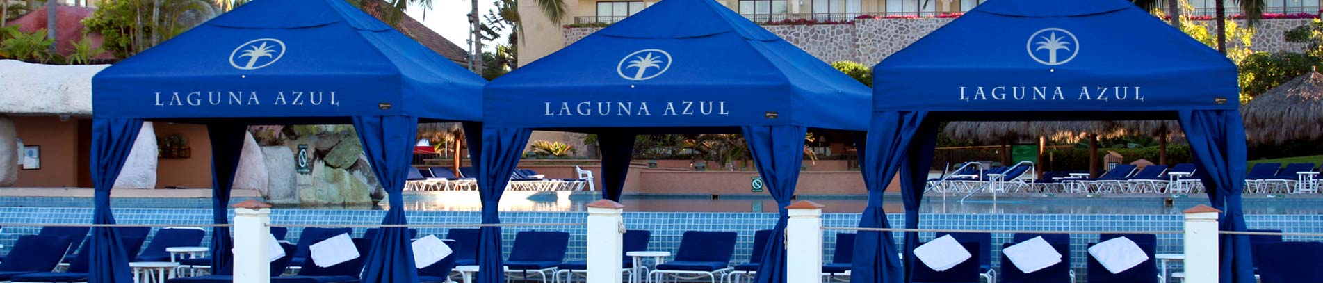Bungalow cabanas beside a pool